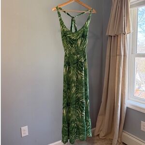 C&C California NEW Size 6 Green Palm Print Maxi Dress Tropical Boho Beach Resort
